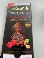Mängden socker i Chocolat noir Framboise Noisettes 70% cacao