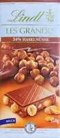 Mängden socker i Lindt LES GRANDES 32% Haselnüsse