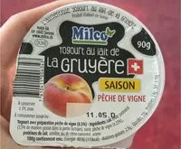 Mängden socker i Yogourt au lait de La Gruyère saison pêche de vingne