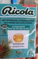 Mängden socker i Ricola sève de pin des Alpes