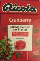 Mängden socker i Ricola Cranberry Bonbons suisses aux plantes