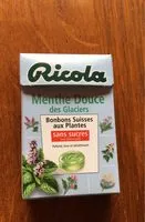 Mängden socker i Ricola menthe douce des glaciers