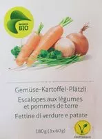 Mängden socker i Escalopes aux légumes et pommes de terre