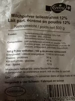 Mängden socker i Lait part. écrémé en poudre 12%