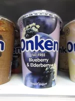 Mängden socker i Onken Fat Free Yoghurt Blueberry & Elderberry 450G