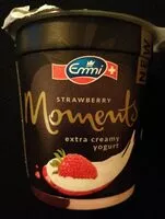 Mängden socker i Emmi Moments extra creamy srtawberry yogourt
