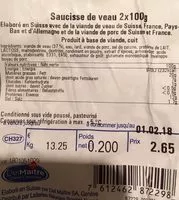 Mängden socker i Saucisses de veau