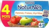 Mängden socker i NESTLE NATURNES Purée bébé Pommes Fraises Myrtil-4x130g-Dès 6 mois