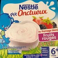 Mängden socker i NESTLÉ P'TIT ONCTUEUX au Fromage Blanc Fruits Rouges-4x100g-Dès 6 mois