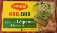 Mängden socker i MAGGI Bouillon KUB DUO Légumes + Herbes du marché 105g