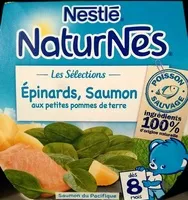 Mängden socker i NESTLE NATURNES Les Sélections Epinard,Saumon, petites pdt-2x200g-Dès 8 mois