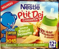 Mängden socker i P'tit Dej Croissance saveur Biscuit Noisette