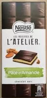 Mängden socker i NESTLE L'ATELIER Chocolat Noir et Pâte d'amande