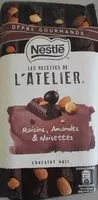 Mängden socker i Les Recettes de l'Atelier Raisins, Amandes & Noisettes Chocolat Noir (Offre Gourmande)