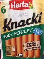 Mängden socker i Knacki 100% poulet -25% de sel