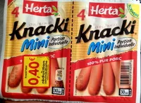 Mängden socker i Knacki Mini - Saucisse cuite pur porc avec des protéines de lait
