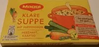 Mängden socker i Brühwürfel Maggi klare Suppe