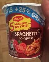 Mängden socker i Maggi 5 Minuten Terrine Spaghetti Bolognese +25% Gratis