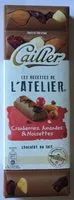 Mängden socker i Chocolat au lait cranberries, amandes et noisettes