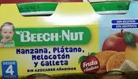 Mängden socker i Manzana, plátano, melocotón y galleta