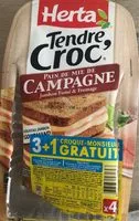 Mängden socker i Tendre Croc' Pain de mie de Campagne Jambon Fumé & Fromage (3+1 gratuit)