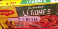 Mängden socker i MAGGI Bouillon KUB Légumes Sel Réduit 120g