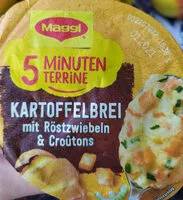 Mängden socker i Kartoffelbrei mit Röstzwiebeln und Croûtons