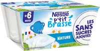 Mängden socker i NESTLE P'TIT BRASSE Nature sans sucre ajouté 4 x 100g