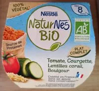 Mängden socker i Tomate, courgette, lentilles corail, boulgour