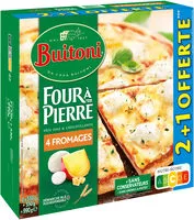 Mängden socker i BUITONI FOUR A PIERRE Pizza surgelée 4 Fromages 2+1 offerte (3X330g)