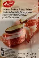 Mängden socker i Vorderschinken Speck Salami Sandwiches