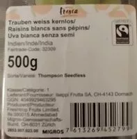 Mängden socker i Raisins blancs sans pépins