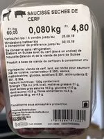 Mängden socker i Saucisse séchée de s’cerf