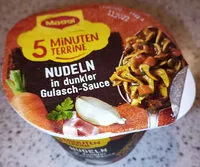 Mängden socker i 5 Minuten Terrine Nudeln in dunkler Gulasch-Sauce