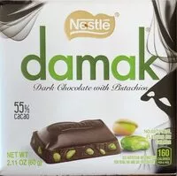 Mängden socker i Damak Dark Chocolate with Pistachios