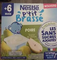 Mängden socker i NESTLE P'TIT BRASSE Poire Sans Sucres Ajoutés 4x90g dès 6 mois