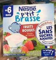 Mängden socker i NESTLE P'TIT BRASSE Fruits rouges Sans Sucres Ajoutés 4x90g dès 6 mois