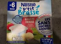 Mängden socker i NESTLE P'TIT BRASSE Banane Fraise Sans Sucres Ajoutés 4x90g dès 6 mois