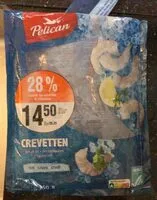Mängden socker i Crevetten, geschält, roh