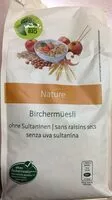 Mängden socker i Birchermüesli sans raisins secs