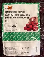 Mängden socker i Dés de betterave rouge, cuite