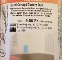 Mängden socker i Sushi Canapé Tartare Duo