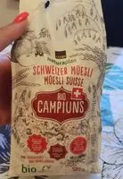 Mängden socker i Schweizer Müesli Bio Campus