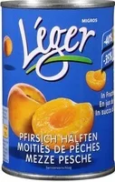 Mängden socker i Moitiés de pêches Léger