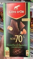 Mängden socker i Noir 70% noisettes et amandes caramélisées