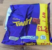 Mängden socker i Cadbury Twirl 5 x Bars