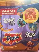 Mängden socker i Milka Snax Daim Maxi Form.
