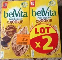 Mängden socker i Belvita Petit-Déjeuner Biscuits Crookie Chocolat