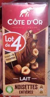 Mängden socker i Côte d'Or Chocolat Bloc lait noisettes entières