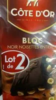 Mängden socker i Cote 2x180g bloc noir noisette
